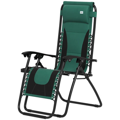 Outsunny Zero Gravity Lounger Chair, Folding Reclining Patio Chair with Padded Seat, Cup Holder, Soft Cushion and Headrest for Poolside, Camping 9