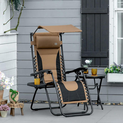 Outsunny Zero Gravity Lounger Chair, Folding Reclining Patio Chair with Shade Cover, Padded Seat, Cup Holder, Soft Cushion and Headrest for Poolside, Camping 11
