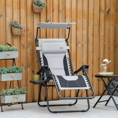 Outsunny Zero Gravity Lounger Chair, Folding Reclining Patio Chair with Shade Cover, Padded Seat, Cup Holder, Soft Cushion and Headrest for Poolside, Camping 15