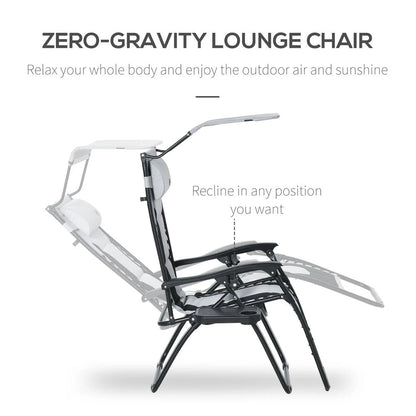 Outsunny Zero Gravity Lounger Chair, Folding Reclining Patio Chair with Shade Cover, Padded Seat, Cup Holder, Soft Cushion and Headrest for Poolside, Camping 17