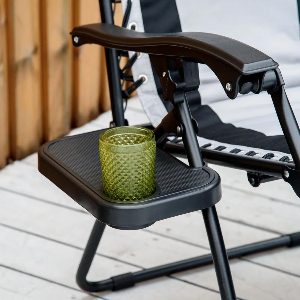 Outsunny Zero Gravity Lounger Chair, Folding Reclining Patio Chair with Shade Cover, Padded Seat, Cup Holder, Soft Cushion and Headrest for Poolside, Camping 22