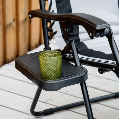 Outsunny Zero Gravity Lounger Chair, Folding Reclining Patio Chair with Shade Cover, Padded Seat, Cup Holder, Soft Cushion and Headrest for Poolside, Camping 22