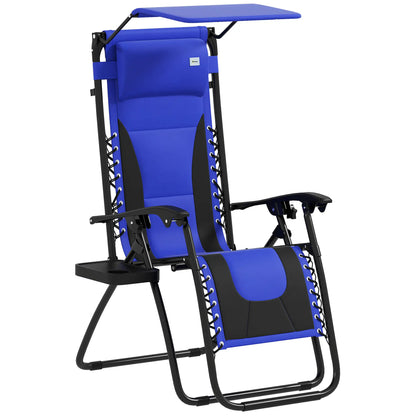 Outsunny Zero Gravity Lounger Chair, Folding Reclining Patio Chair with Shade Cover, Padded Seat, Cup Holder, Soft Cushion and Headrest for Poolside, Camping 89cm x 65cm x 113cm 10