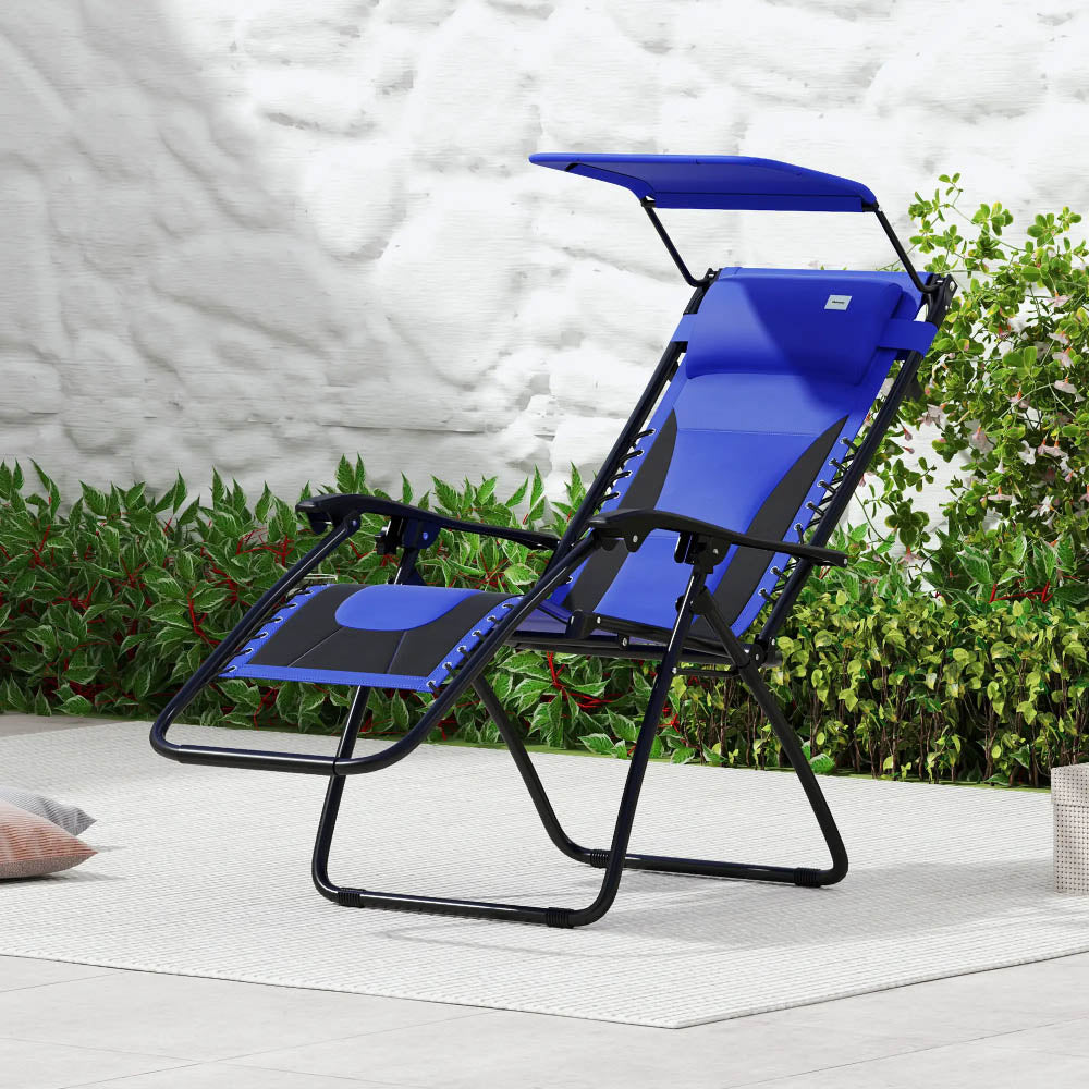 Outsunny Zero Gravity Lounger Chair, Folding Reclining Patio Chair with Shade Cover, Padded Seat, Cup Holder, Soft Cushion and Headrest for Poolside, Camping 89cm x 65cm x 113cm 19