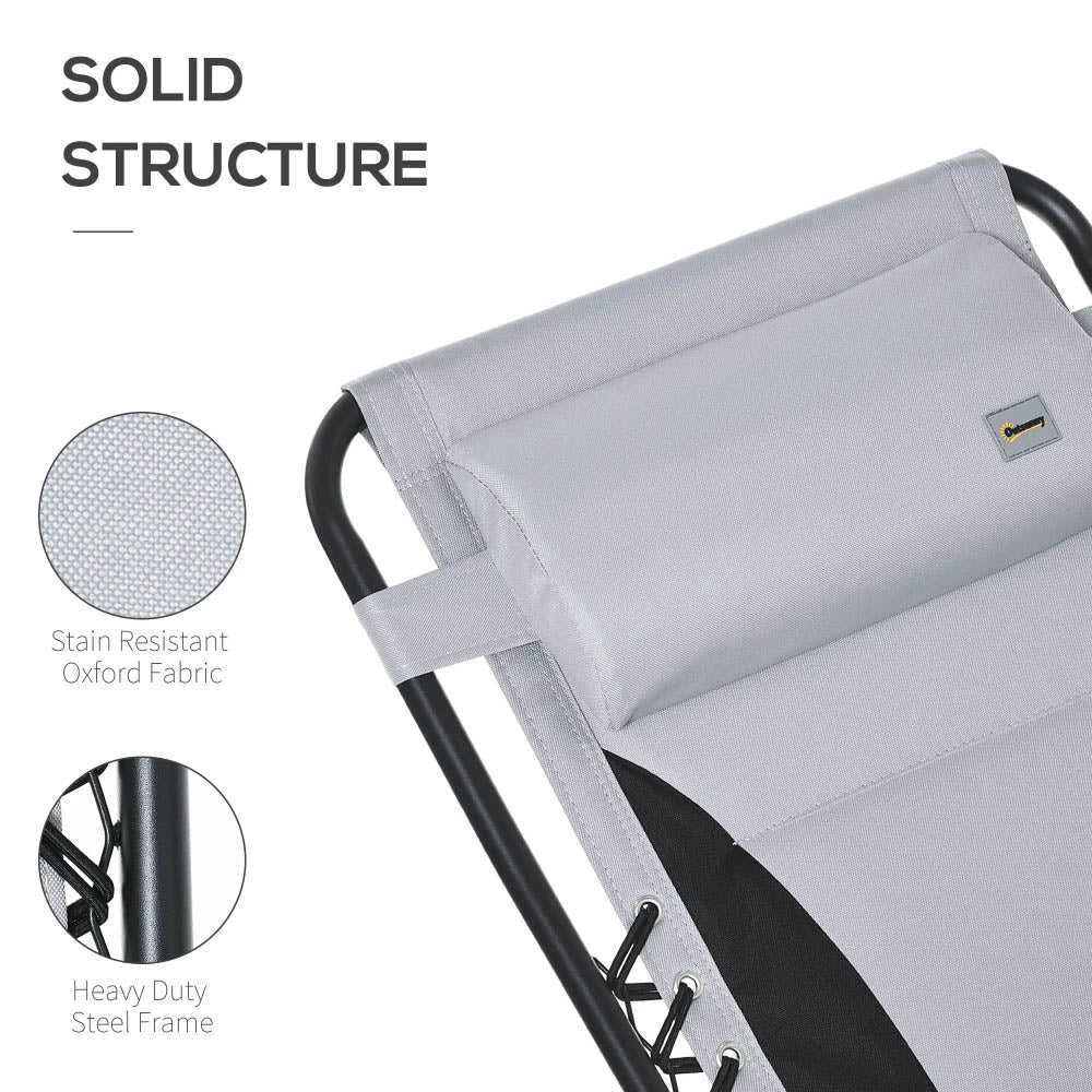 Outsunny Zero Gravity Lounger Chair, Folding Reclining Patio Chair with Padded Seat, Cup Holder, Soft Cushion and Headrest for Poolside, Camping, Light Grey 5