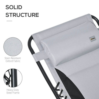 Outsunny Zero Gravity Lounger Chair, Folding Reclining Patio Chair with Padded Seat, Cup Holder, Soft Cushion and Headrest for Poolside, Camping, Light Grey 5