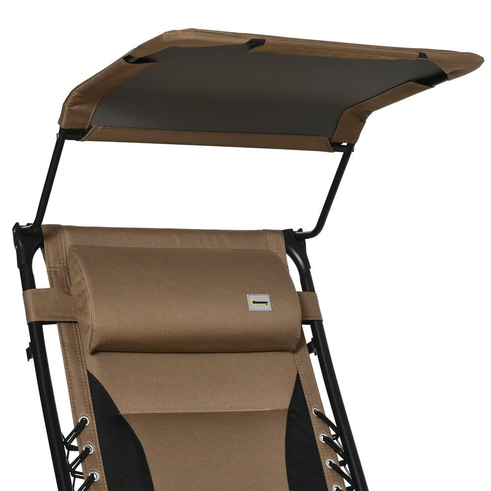Outsunny Zero Gravity Lounger Chair, Folding Reclining Patio Chair with Shade Cover, Padded Seat, Cup Holder, Soft Cushion and Headrest for Poolside, Camping 9
