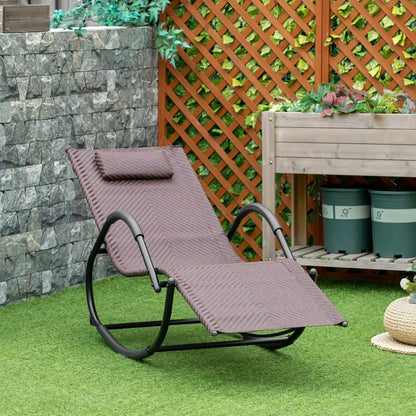 Outsunny Zero Gravity Rocking Lounge Chair Rattan Effect Patio Rocking Chair w/ Removable Pillow Recliner Seat Breathable Texteline 1