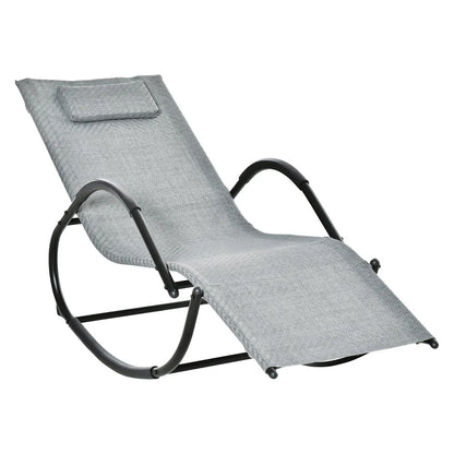 Outsunny Zero Gravity Rocking Lounge Chair Rattan Effect Patio Rocking Chair w/ Removable Pillow Recliner Seat Breathable Texteline 11