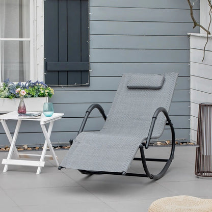 Outsunny Zero Gravity Rocking Lounge Chair Rattan Effect Patio Rocking Chair w/ Removable Pillow Recliner Seat Breathable Texteline 12