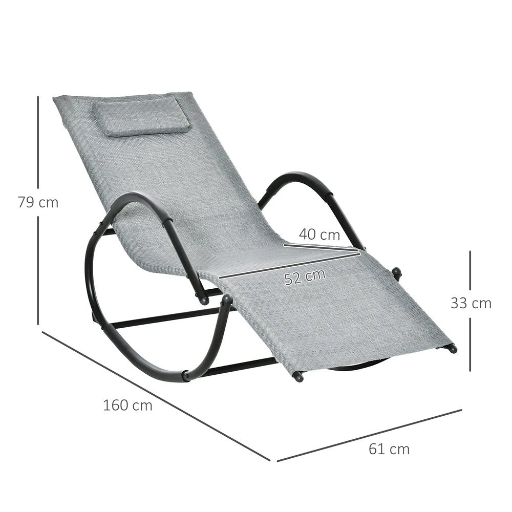 Outsunny Zero Gravity Rocking Lounge Chair Rattan Effect Patio Rocking Chair w/ Removable Pillow Recliner Seat Breathable Texteline 13
