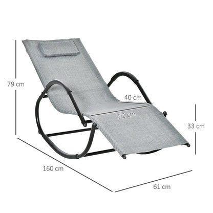 Outsunny Zero Gravity Rocking Lounge Chair Rattan Effect Patio Rocking Chair w/ Removable Pillow Recliner Seat Breathable Texteline 13