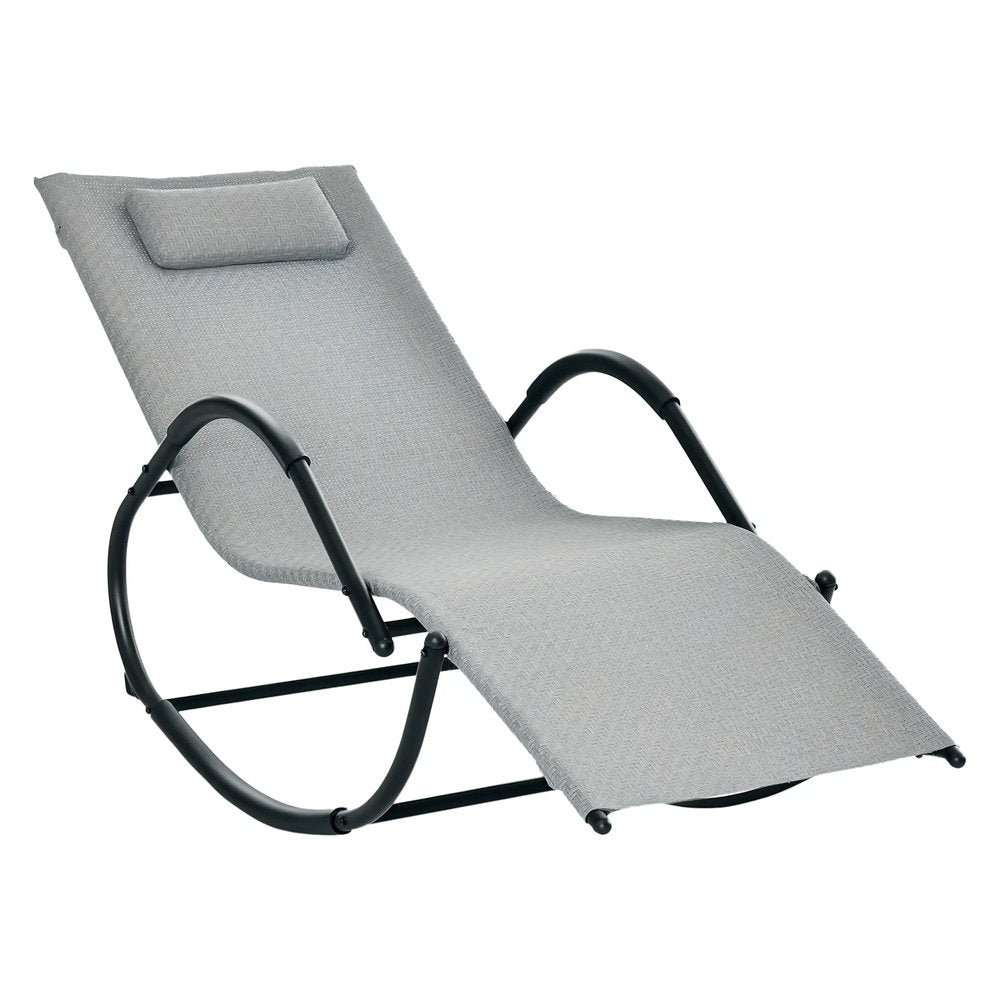 Outsunny Zero Gravity Rocking Lounge Chair Rattan Effect Patio Rocking Chair w/ Removable Pillow Recliner Seat Breathable Texteline 20