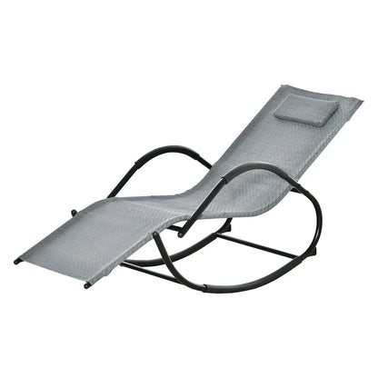 Outsunny Zero Gravity Rocking Lounge Chair Rattan Effect Patio Rocking Chair w/ Removable Pillow Recliner Seat Breathable Texteline 21