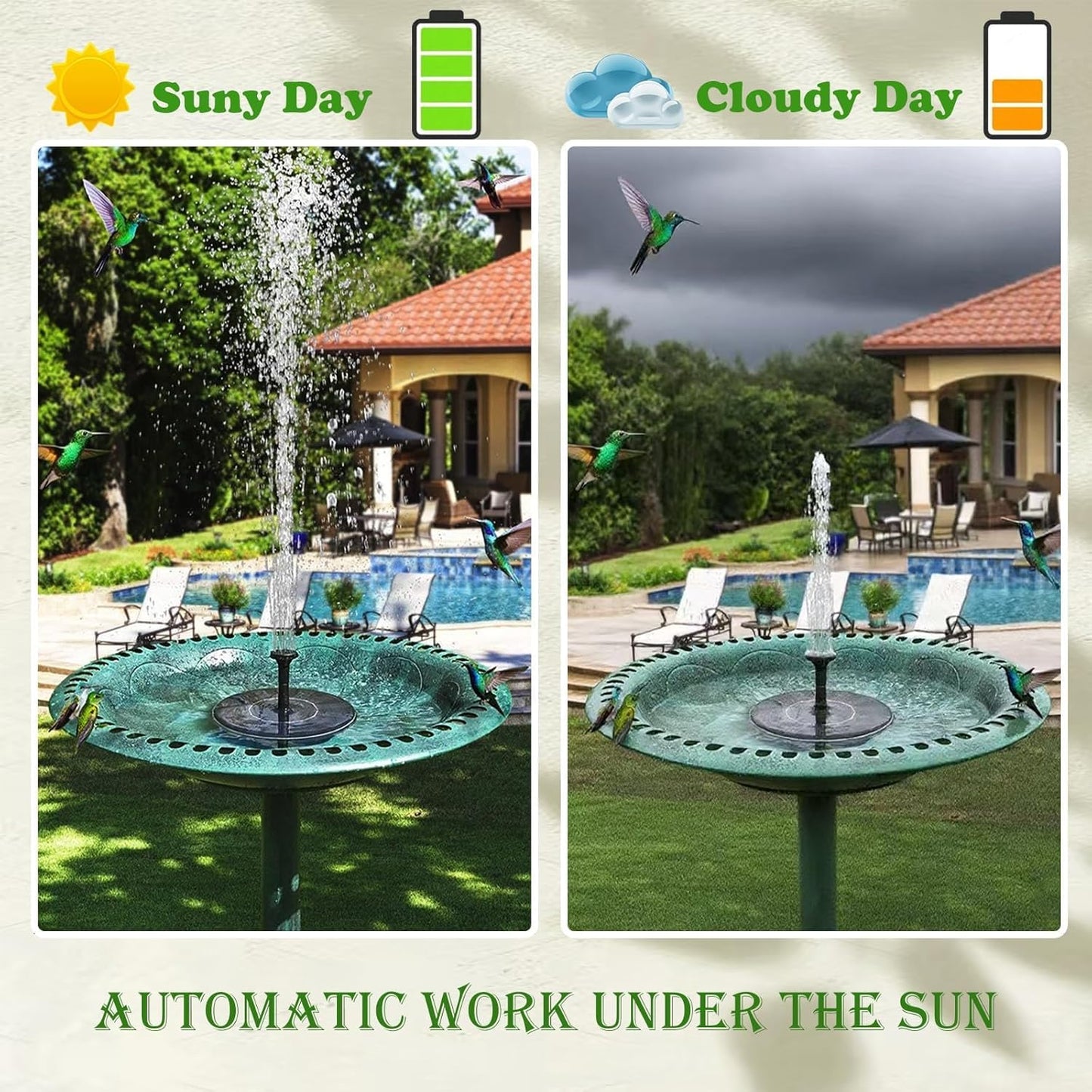 Floating Solar Fountain #2026 Upgraded 6 Fountain Head Solar Fountain
